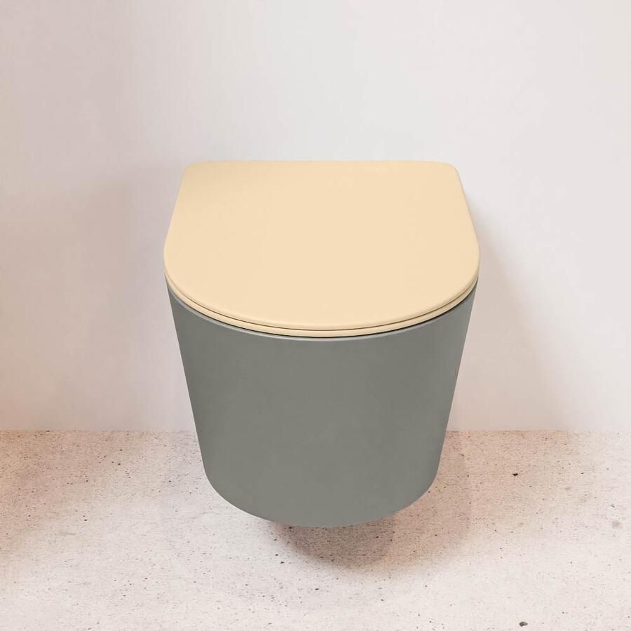 Mondiaz Wandcloset Lavie | Zonder spoelrand | Incl.Toiletzitting-Sand | Keramiek | Smoke (grijs)