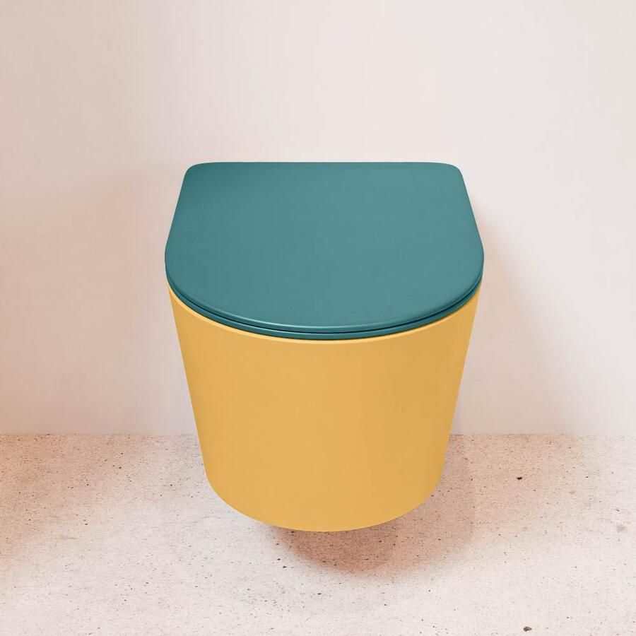 Mondiaz Wandcloset Lavie | Zonder spoelrand | Incl.Toiletzitting-Smag | Keramiek | Ocher (geel)