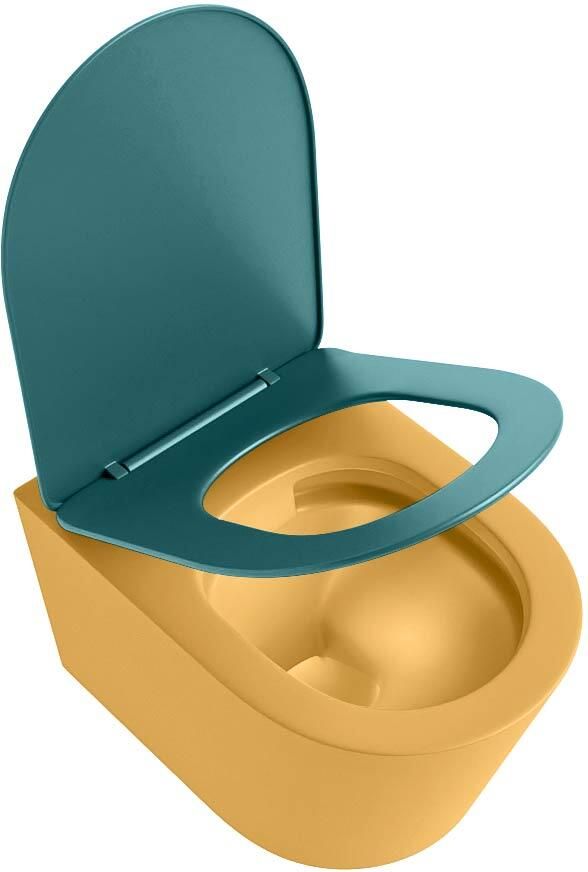 Mondiaz Wandcloset Lavie | Zonder spoelrand | Incl.Toiletzitting-Smag | Keramiek | Ocher (geel) - Foto 3