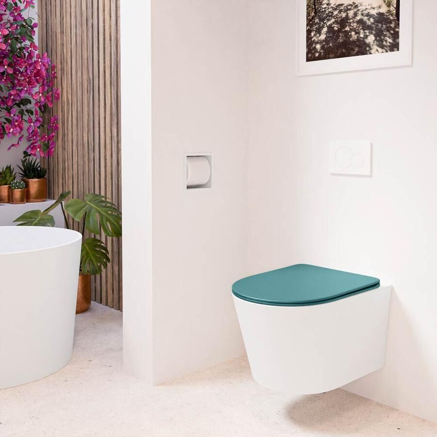 Mondiaz Wandcloset Lavie | Zonder spoelrand | Incl.Toiletzitting-Smag | Keramiek | Talc (wit mat)