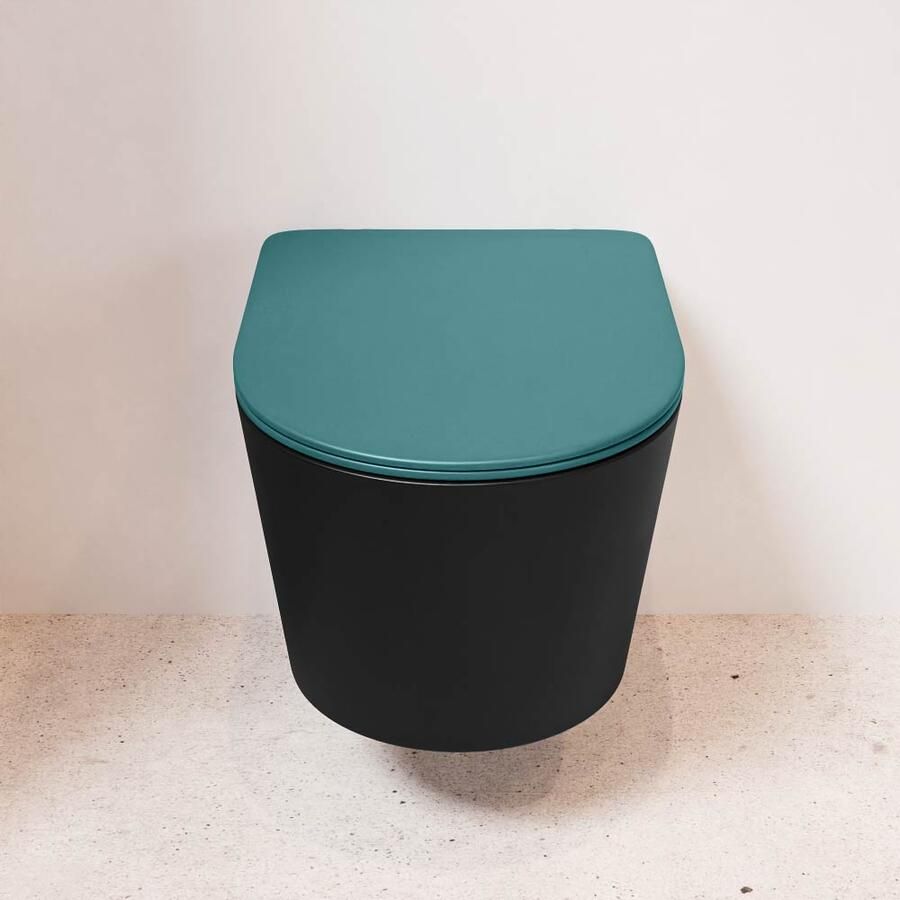 Mondiaz Wandcloset Lavie | Zonder spoelrand | Incl.Toiletzitting-Smag | Keramiek | Urban (zwart mat)