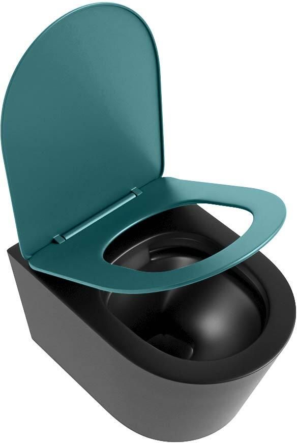 Mondiaz Wandcloset Lavie | Zonder spoelrand | Incl.Toiletzitting-Smag | Keramiek | Urban (zwart mat) - Foto 3