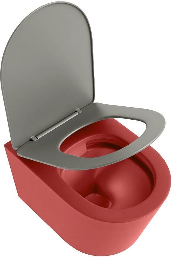 Mondiaz Wandcloset Lavie | Zonder spoelrand | Incl.Toiletzitting-Smoke | Keramiek | Fire (rood) - Foto 2