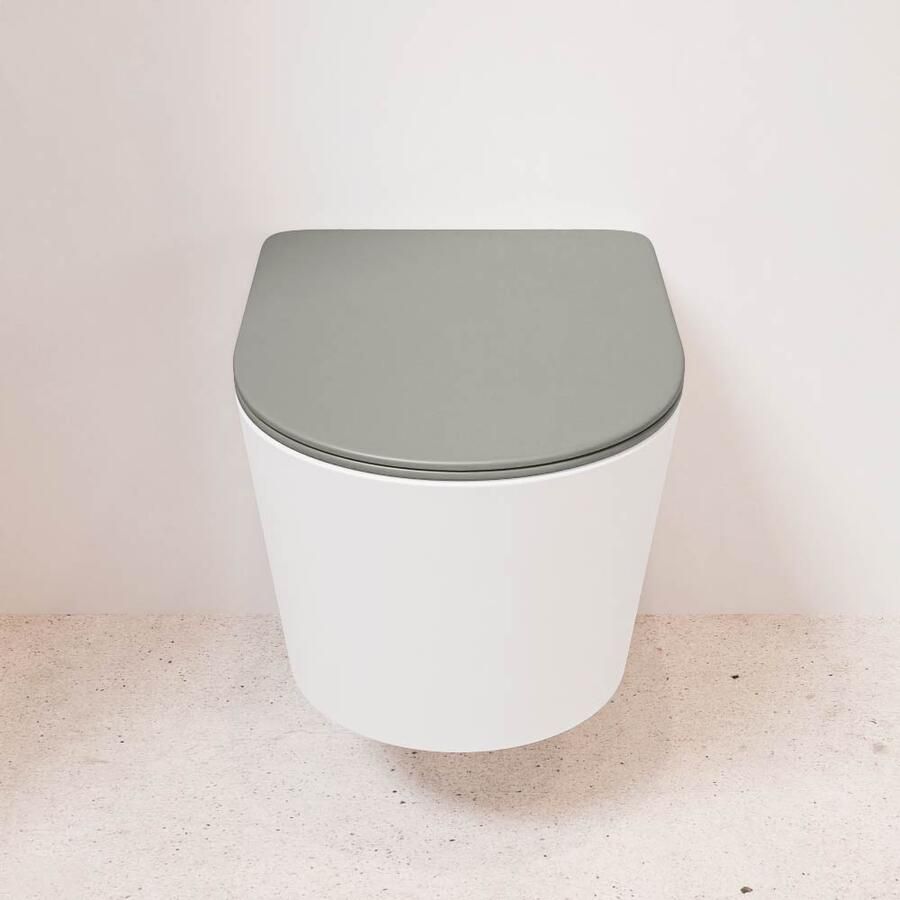 Mondiaz Wandcloset Lavie | Zonder spoelrand | Incl.Toiletzitting-Smoke | Keramiek | Talc (wit mat)