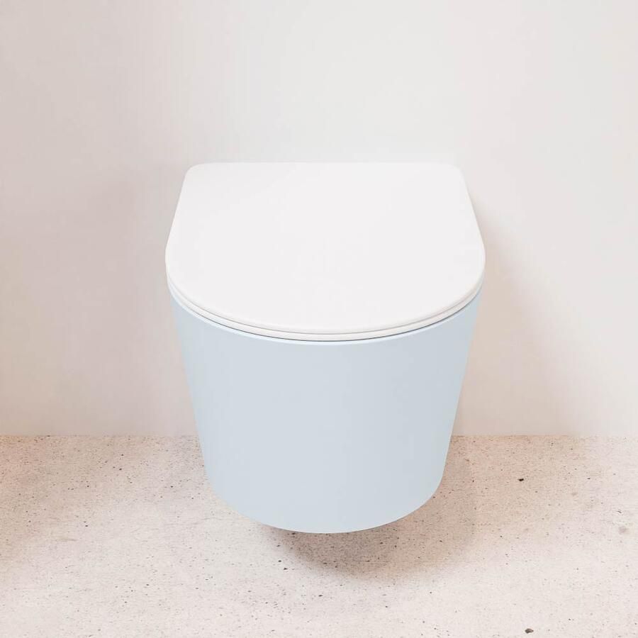 Mondiaz Wandcloset Lavie | Zonder spoelrand | Incl.Toiletzitting-Talc | Keramiek | Clay (licht grijs) - Foto 3