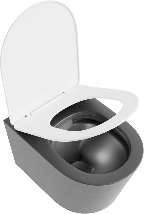 Mondiaz Wandcloset Lavie | Zonder spoelrand | Incl.Toiletzitting-Talc | Keramiek | Dark Grey - Foto 3