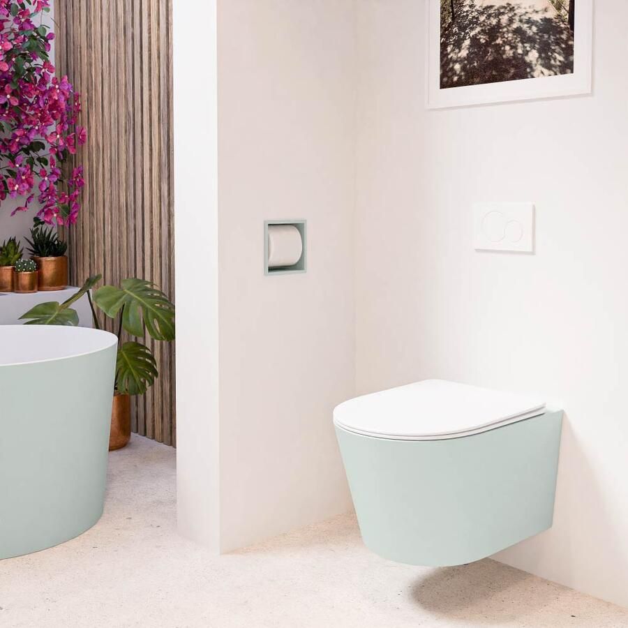 Mondiaz Wandcloset Lavie | Zonder spoelrand | Incl.Toiletzitting-Talc | Keramiek | Greey (licht grijs)