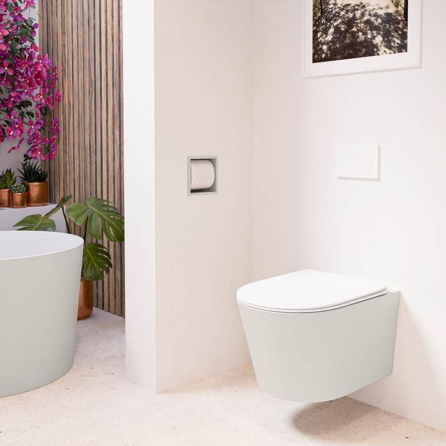 Mondiaz Wandcloset Lavie | Zonder spoelrand | Incl.Toiletzitting-Talc | Keramiek | Linen (beige) - Foto 2