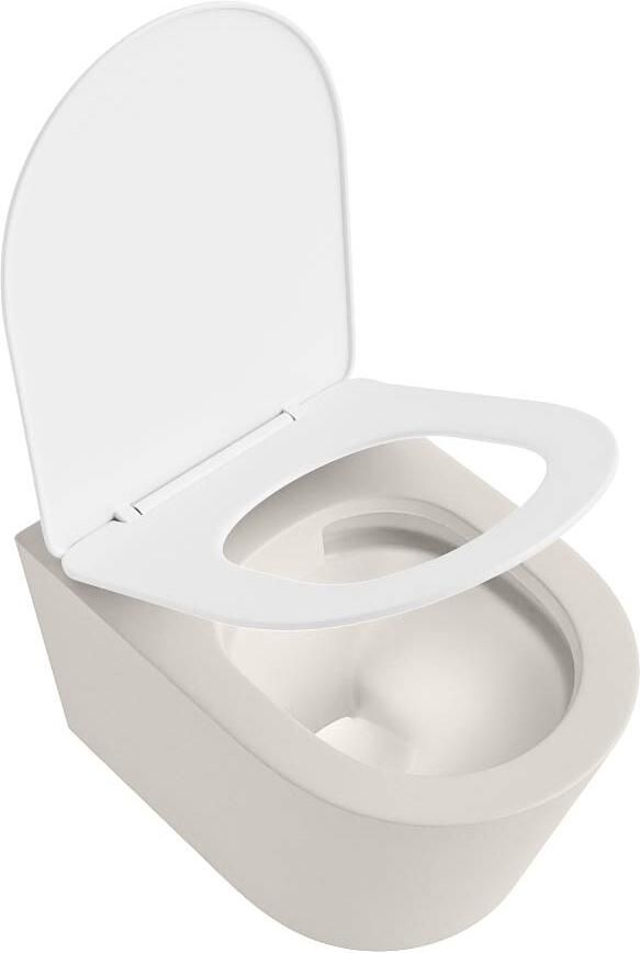 Mondiaz Wandcloset Lavie | Zonder spoelrand | Incl.Toiletzitting-Talc | Keramiek | Linen (beige) - Foto 3