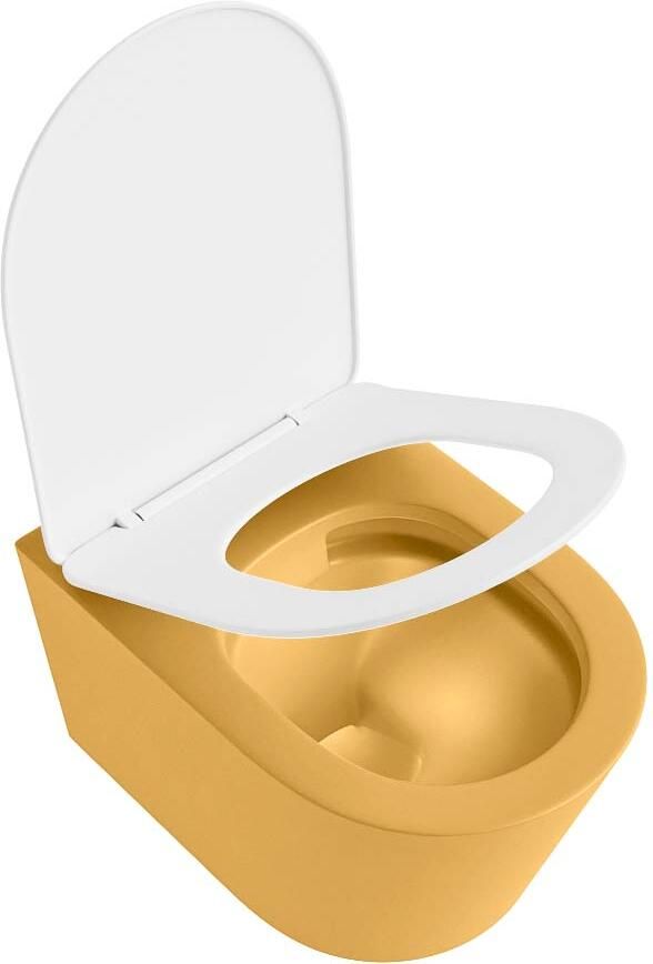 Mondiaz Wandcloset Lavie | Zonder spoelrand | Incl.Toiletzitting-Talc | Keramiek | Ocher (geel) - Foto 2