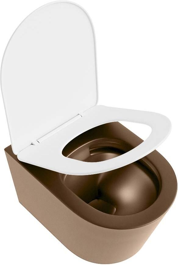 Mondiaz Wandcloset Lavie | Zonder spoelrand | Incl.Toiletzitting-Talc | Keramiek | Rust (bruin) - Foto 2