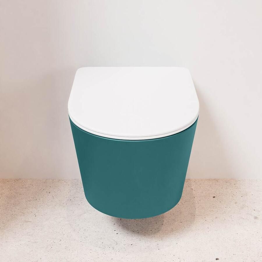 Mondiaz Wandcloset Lavie | Zonder spoelrand | Incl.Toiletzitting-Talc | Keramiek | Smag (turquoise)