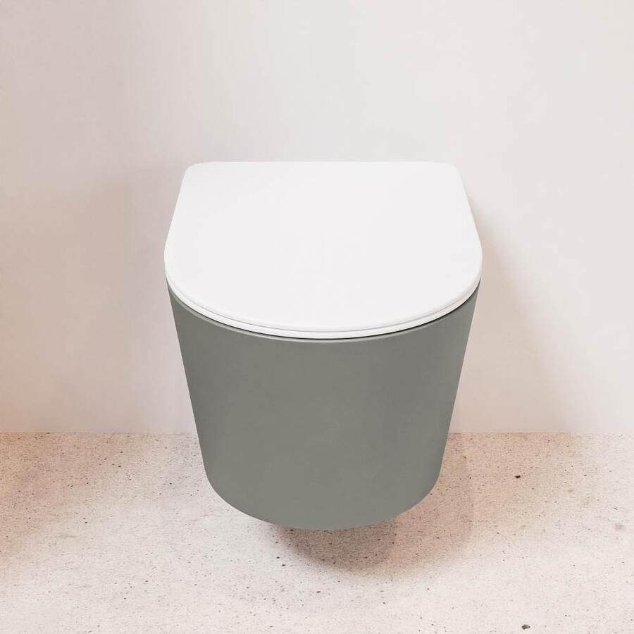 Mondiaz Wandcloset Lavie | Zonder spoelrand | Incl.Toiletzitting-Talc | Keramiek | Smoke (grijs) - Foto 3