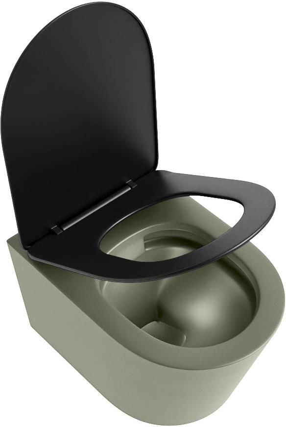 Mondiaz Wandcloset Lavie | Zonder spoelrand | Incl.Toiletzitting-Urban | Keramiek | Army (groen) - Foto 3