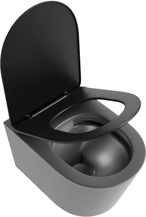 Mondiaz Wandcloset Lavie | Zonder spoelrand | Incl.Toiletzitting-Urban | Keramiek | Dark Grey - Foto 2