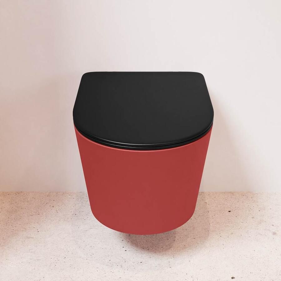 Mondiaz Wandcloset Lavie | Zonder spoelrand | Incl.Toiletzitting-Urban | Keramiek | Fire (rood) - Foto 3