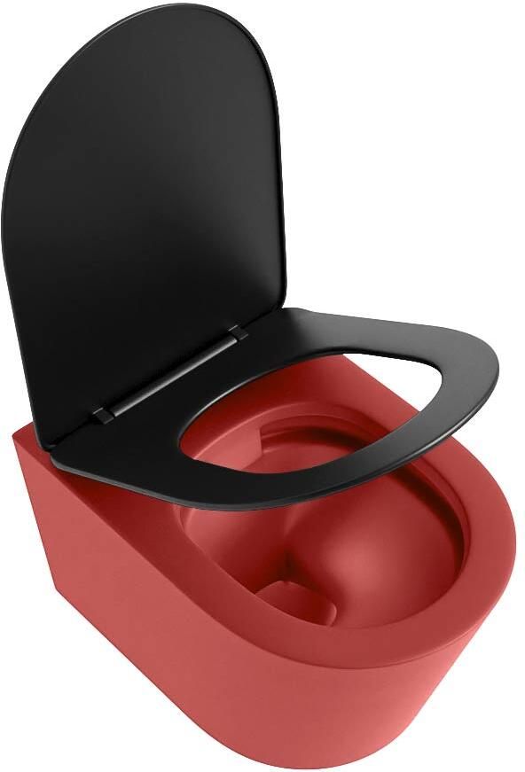 Mondiaz Wandcloset Lavie | Zonder spoelrand | Incl.Toiletzitting-Urban | Keramiek | Fire (rood) - Foto 2