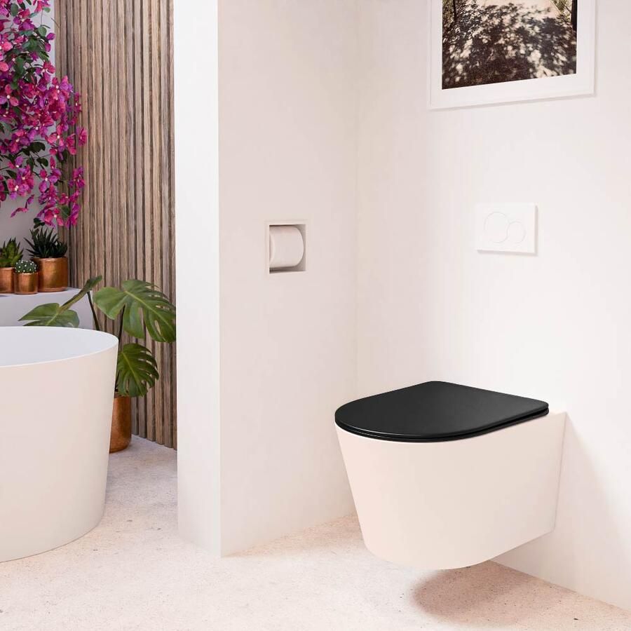 Mondiaz Wandcloset Lavie | Zonder spoelrand | Incl.Toiletzitting-Urban | Keramiek | Rosee