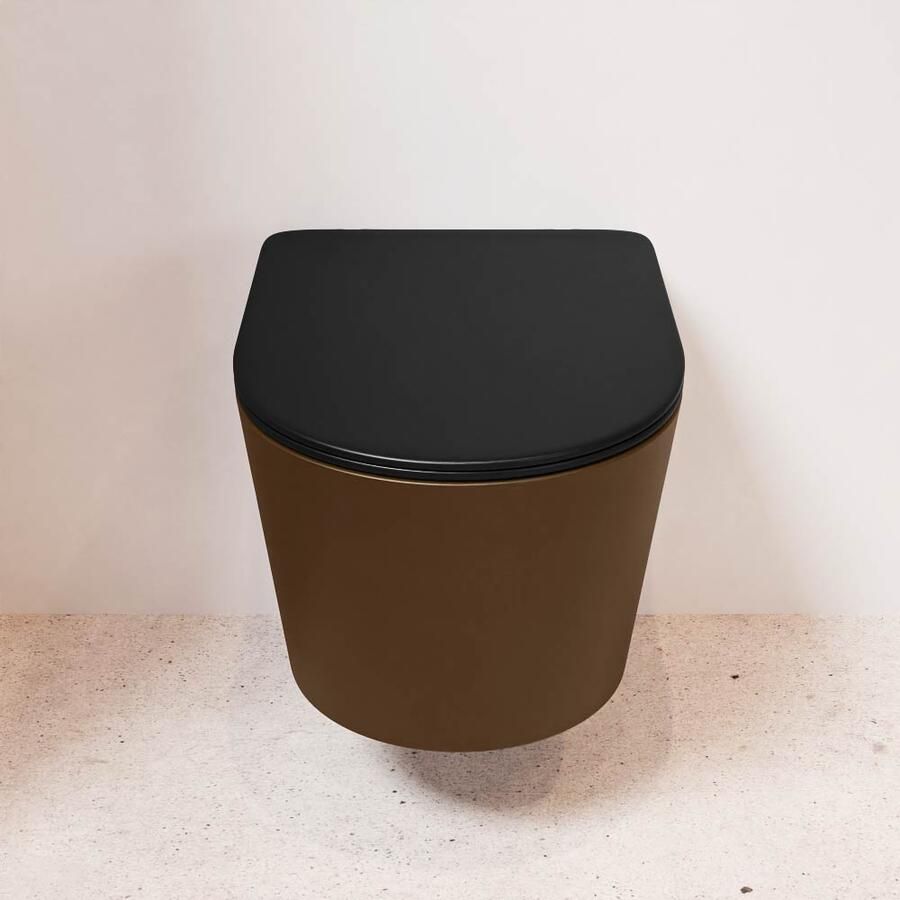 Mondiaz Wandcloset Lavie | Zonder spoelrand | Incl.Toiletzitting-Urban | Keramiek | Rust (bruin) - Foto 3