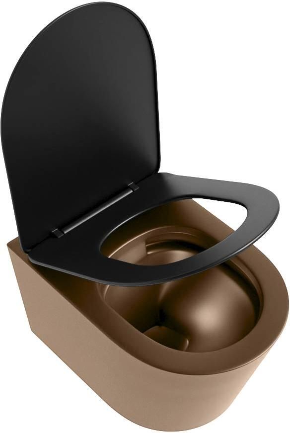 Mondiaz Wandcloset Lavie | Zonder spoelrand | Incl.Toiletzitting-Urban | Keramiek | Rust (bruin) - Foto 2