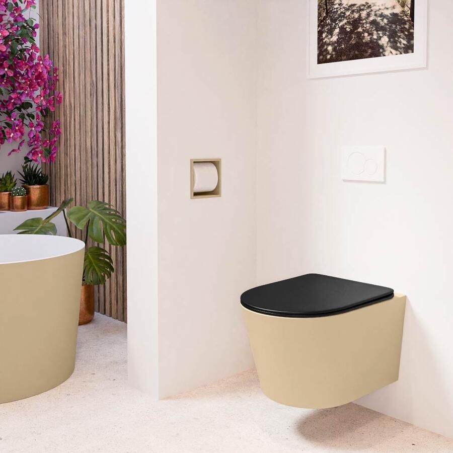 Mondiaz Wandcloset Lavie | Zonder spoelrand | Incl.Toiletzitting-Urban | Keramiek | Sand