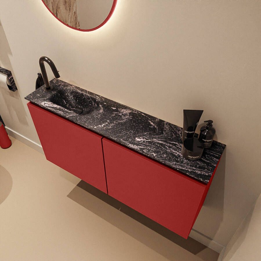Mondiaz Toiletmeubel Ture Dlux | 100 cm | Meubelkleur Fire | Eden wastafel Lava Links | 1 kraangat