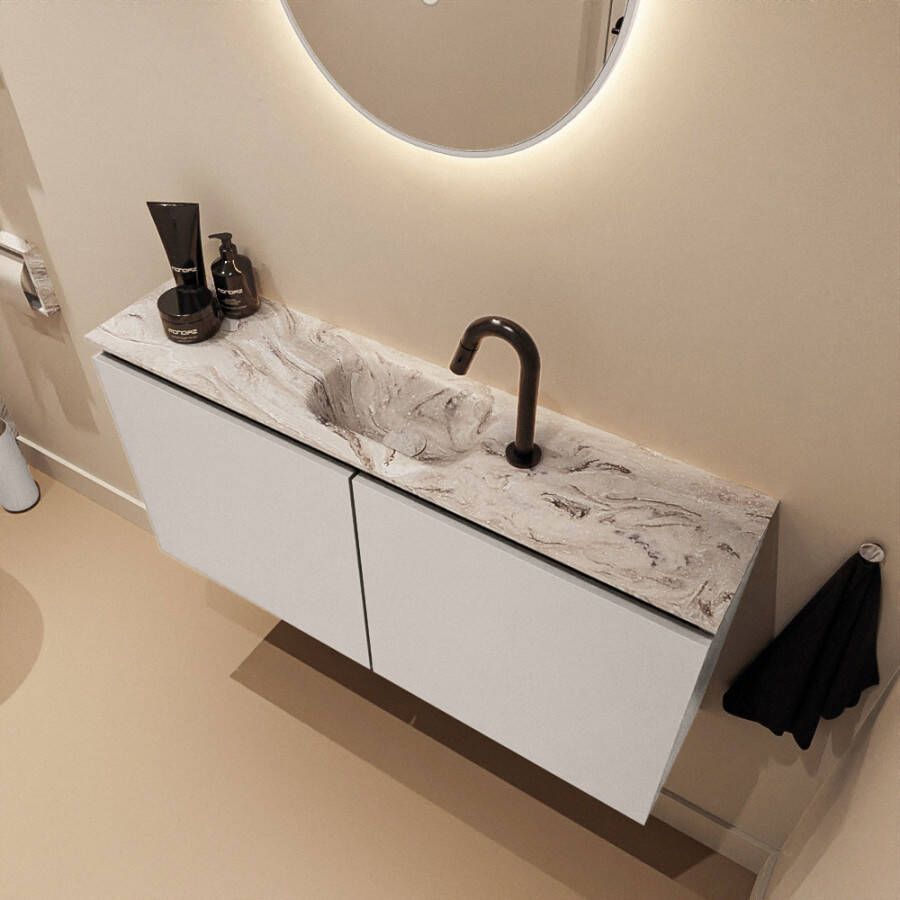 Mondiaz Toiletmeubel Ture Dlux | 100 cm | Meubelkleur Linen | Eden wastafel Glace Midden | 1 kraangat