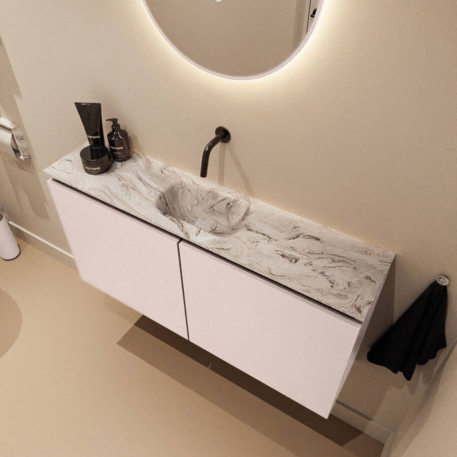 Mondiaz Toiletmeubel Ture Dlux | 100 cm | Meubelkleur Rosee | Eden wastafel Glace Midden | Zonder kraangat