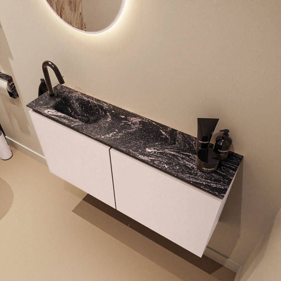 Mondiaz Toiletmeubel Ture Dlux | 100 cm | Meubelkleur Rosee | Eden wastafel Lava Links | 1 kraangat