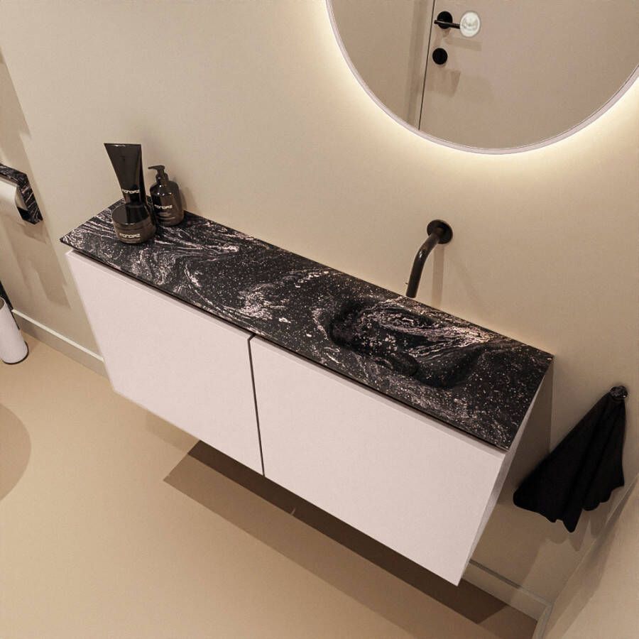 Mondiaz Toiletmeubel Ture Dlux | 100 cm | Meubelkleur Rosee | Eden wastafel Lava Rechts | Zonder kraangat