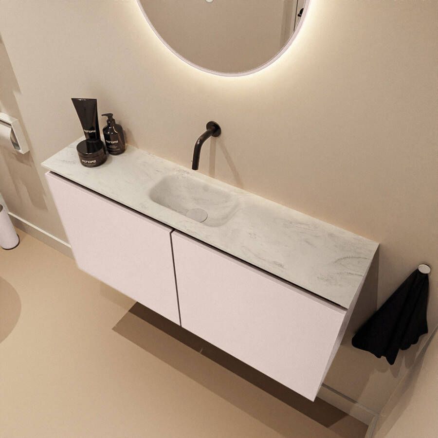 Mondiaz Toiletmeubel Ture Dlux | 100 cm | Meubelkleur Rosee | Eden wastafel Opalo Midden | Zonder kraangat