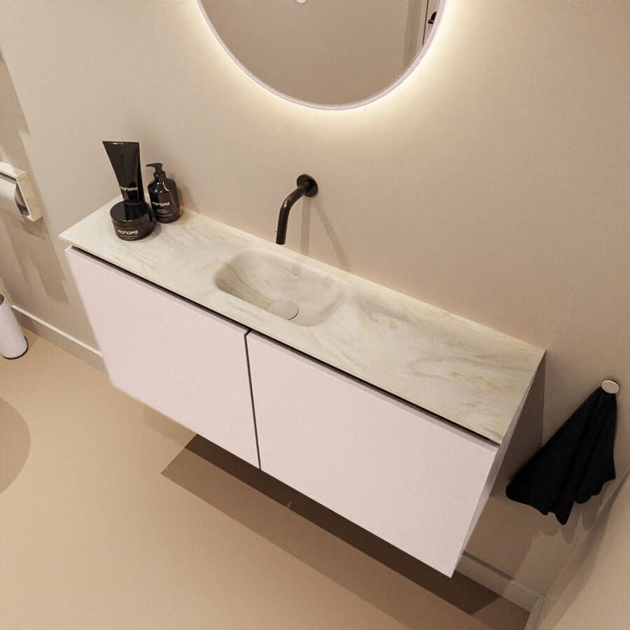 Mondiaz Toiletmeubel Ture Dlux | 100 cm | Meubelkleur Rosee | Eden wastafel Ostra Midden | Zonder kraangat