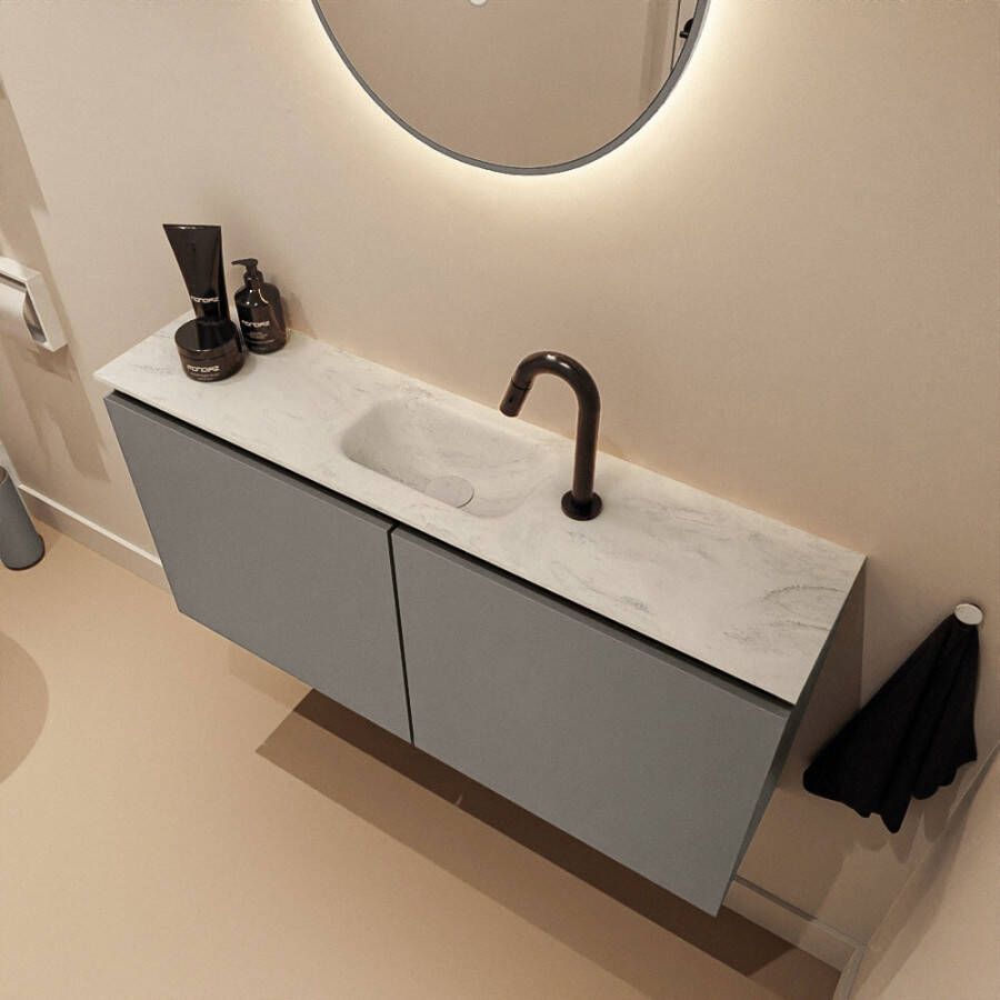 Mondiaz Toiletmeubel Ture Dlux | 100 cm | Meubelkleur Smoke | Eden wastafel Opalo Midden | 1 kraangat