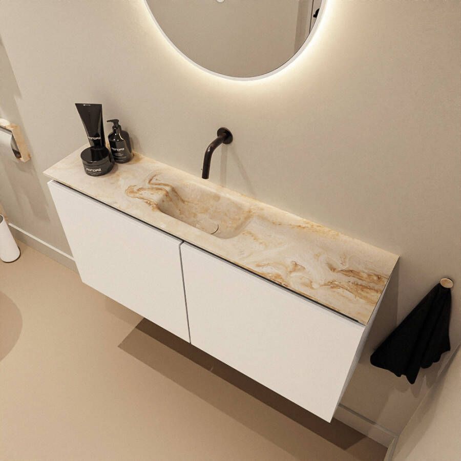 Mondiaz Toiletmeubel Ture Dlux | 100 cm | Meubelkleur Talc | Eden wastafel Frappe Midden | Zonder kraangat