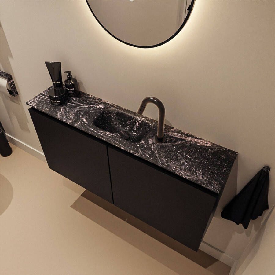 Mondiaz Toiletmeubel Ture Dlux | 100 cm | Meubelkleur Urban | Eden wastafel Lava Midden | 1 kraangat