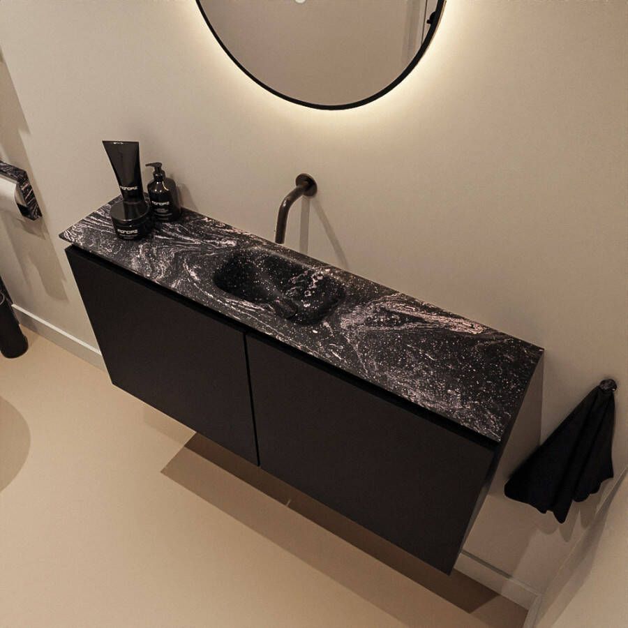 Mondiaz Toiletmeubel Ture Dlux | 100 cm | Meubelkleur Urban | Eden wastafel Lava Midden | Zonder kraangat
