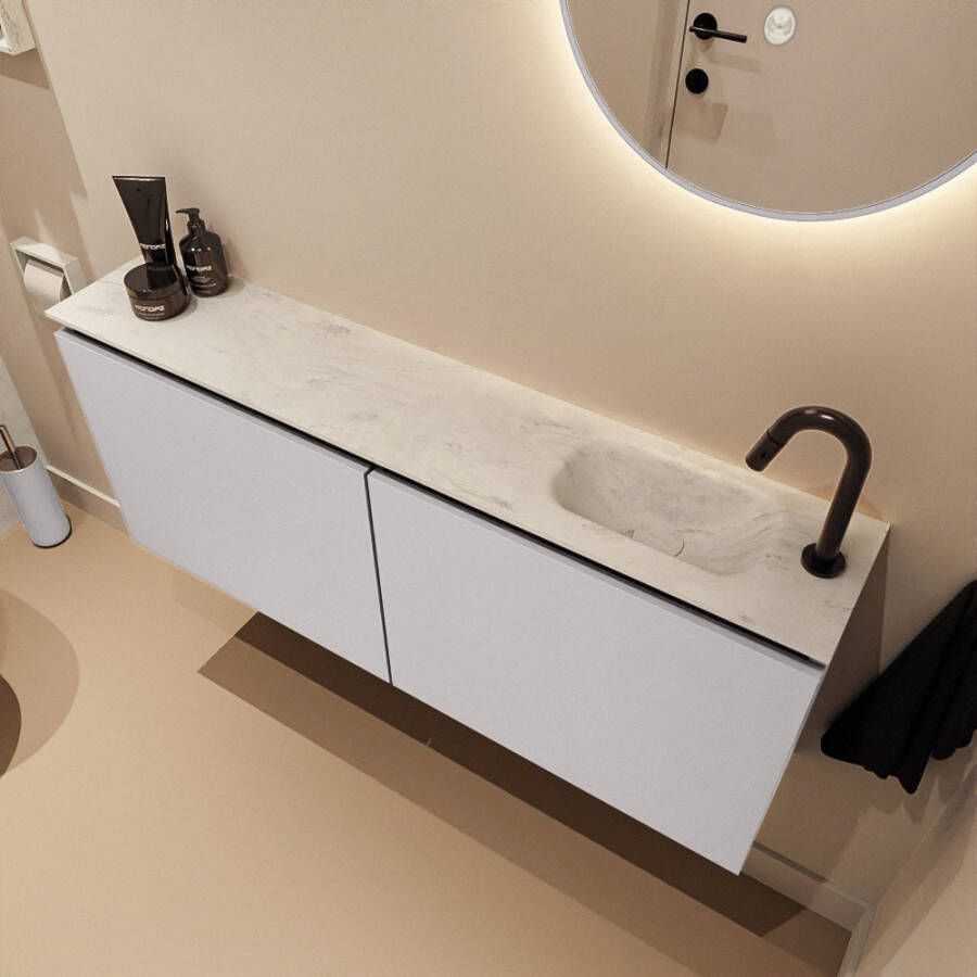 Mondiaz Toiletmeubel Ture Dlux | 120 cm | Meubelkleur Cale | Eden wastafel Opalo Rechts | 1 kraangat