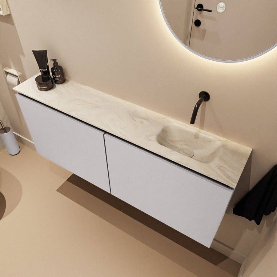 Mondiaz Toiletmeubel Ture Dlux | 120 cm | Meubelkleur Cale | Eden wastafel Ostra Rechts | Zonder kraangat