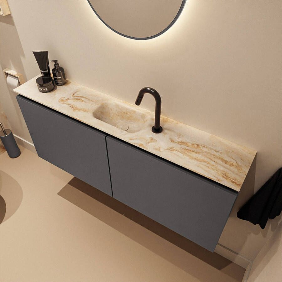 Mondiaz Toiletmeubel Ture Dlux | 120 cm | Meubelkleur Dark Grey | Eden wastafel Frappe Midden | 1 kraangat