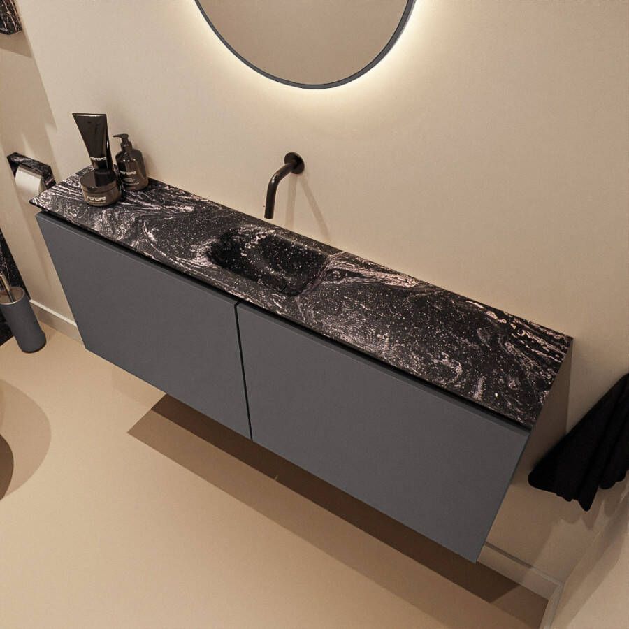 Mondiaz Toiletmeubel Ture Dlux | 120 cm | Meubelkleur Dark Grey | Eden wastafel Lava Midden | Zonder kraangat