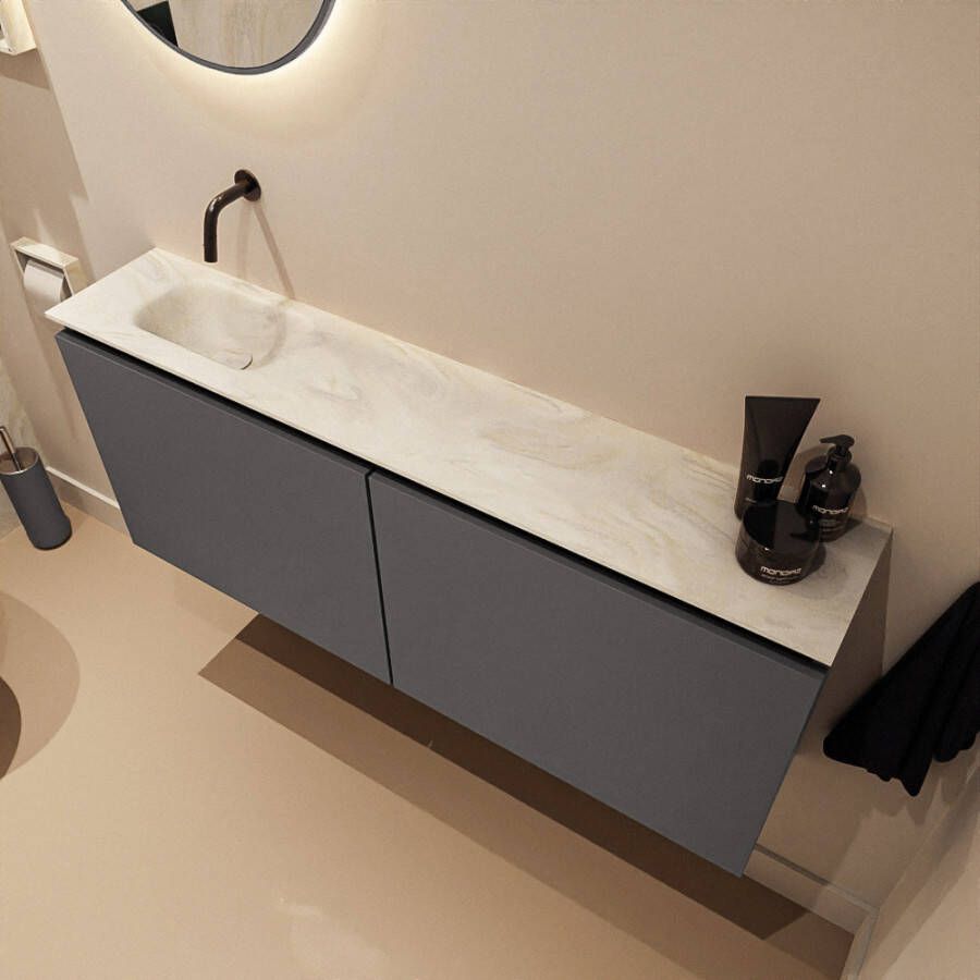 Mondiaz Toiletmeubel Ture Dlux | 120 cm | Meubelkleur Dark Grey | Eden wastafel Ostra Links | Zonder kraangat