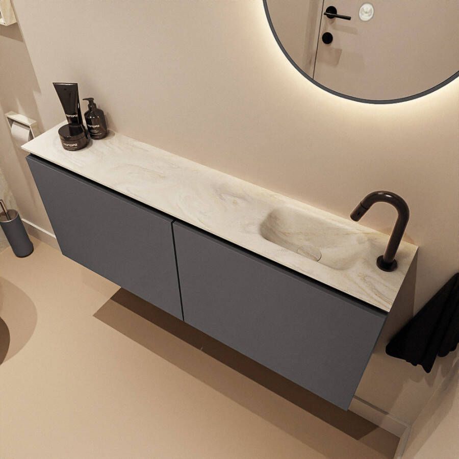 Mondiaz Toiletmeubel Ture Dlux | 120 cm | Meubelkleur Dark Grey | Eden wastafel Ostra Rechts | 1 kraangat