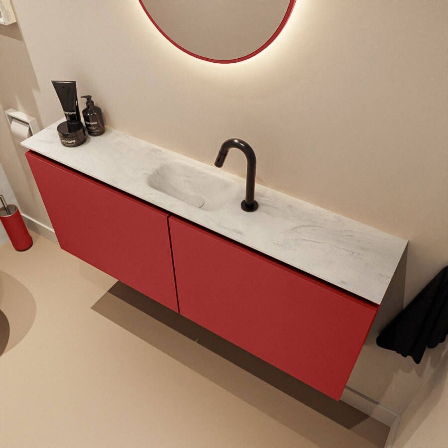 Mondiaz Toiletmeubel Ture Dlux | 120 cm | Meubelkleur Fire | Eden wastafel Opalo Midden | 1 kraangat