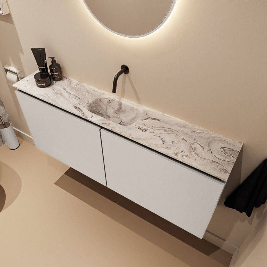 Mondiaz Toiletmeubel Ture Dlux | 120 cm | Meubelkleur Linen | Eden wastafel Glace Midden | Zonder kraangat