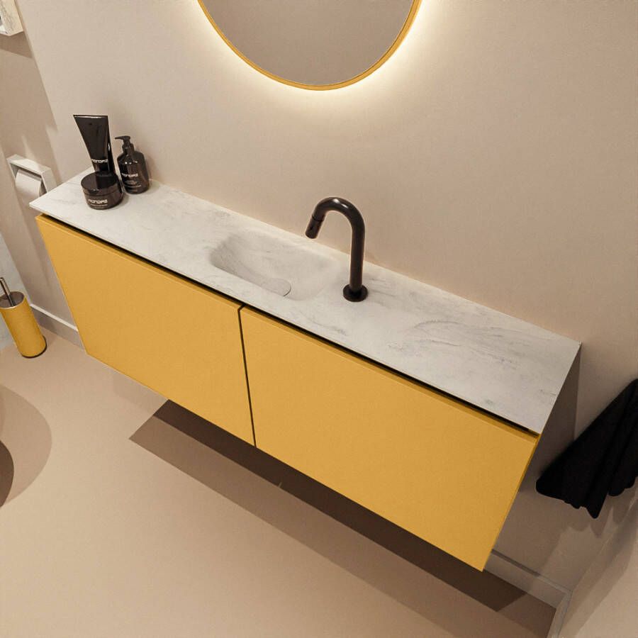 Mondiaz Toiletmeubel Ture Dlux | 120 cm | Meubelkleur Ocher | Eden wastafel Opalo Midden | 1 kraangat
