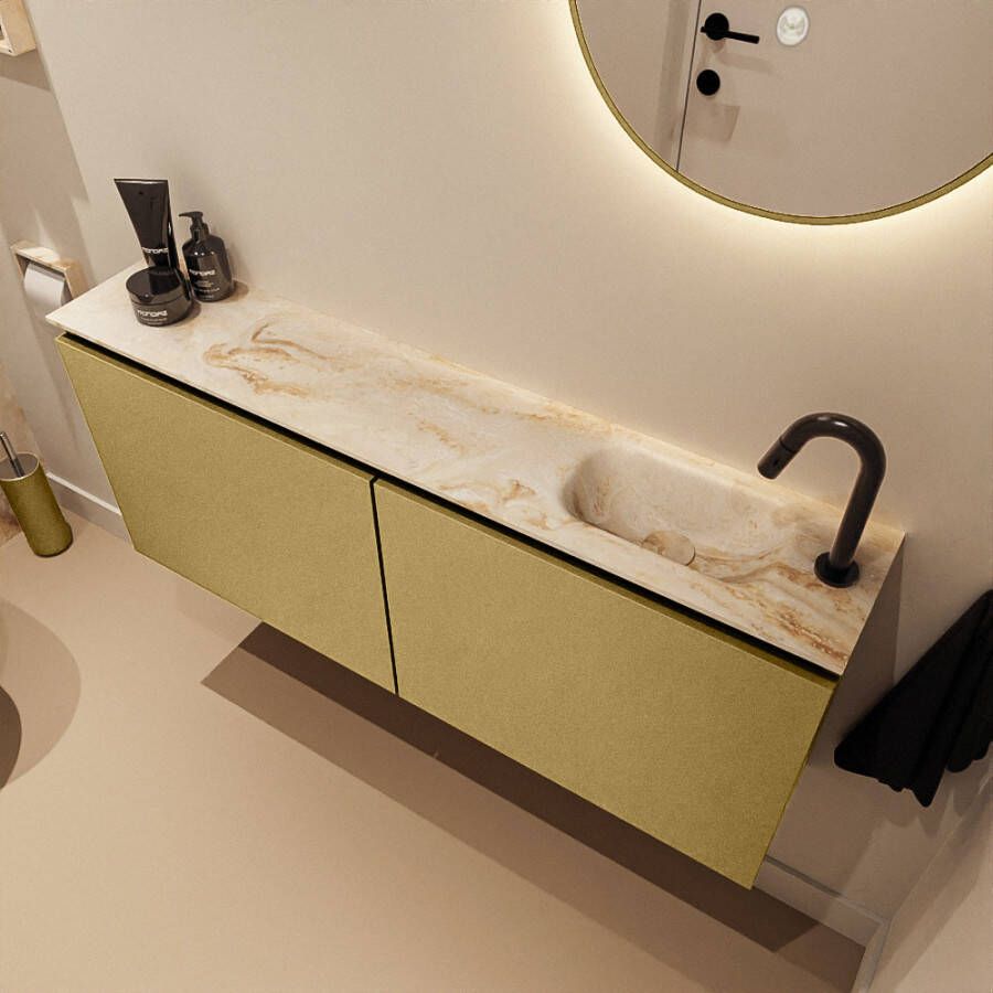 Mondiaz Toiletmeubel Ture Dlux | 120 cm | Meubelkleur Oro | Eden wastafel Frappe Rechts | 1 kraangat