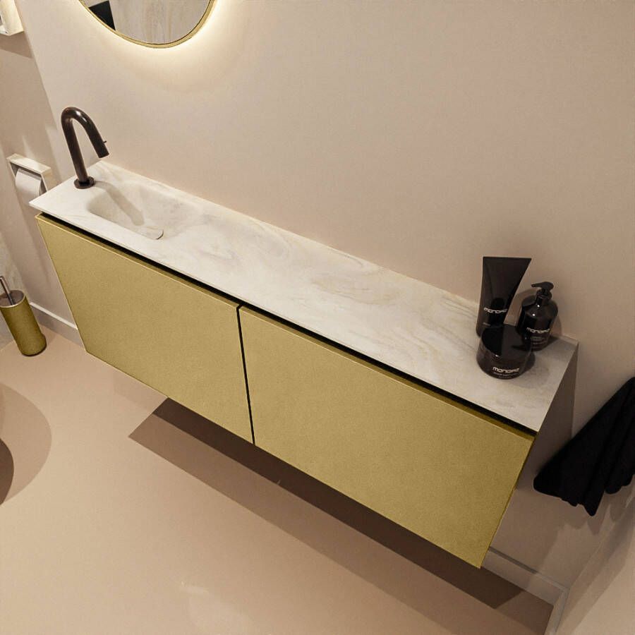 Mondiaz Toiletmeubel Ture Dlux | 120 cm | Meubelkleur Oro | Eden wastafel Ostra Links | 1 kraangat