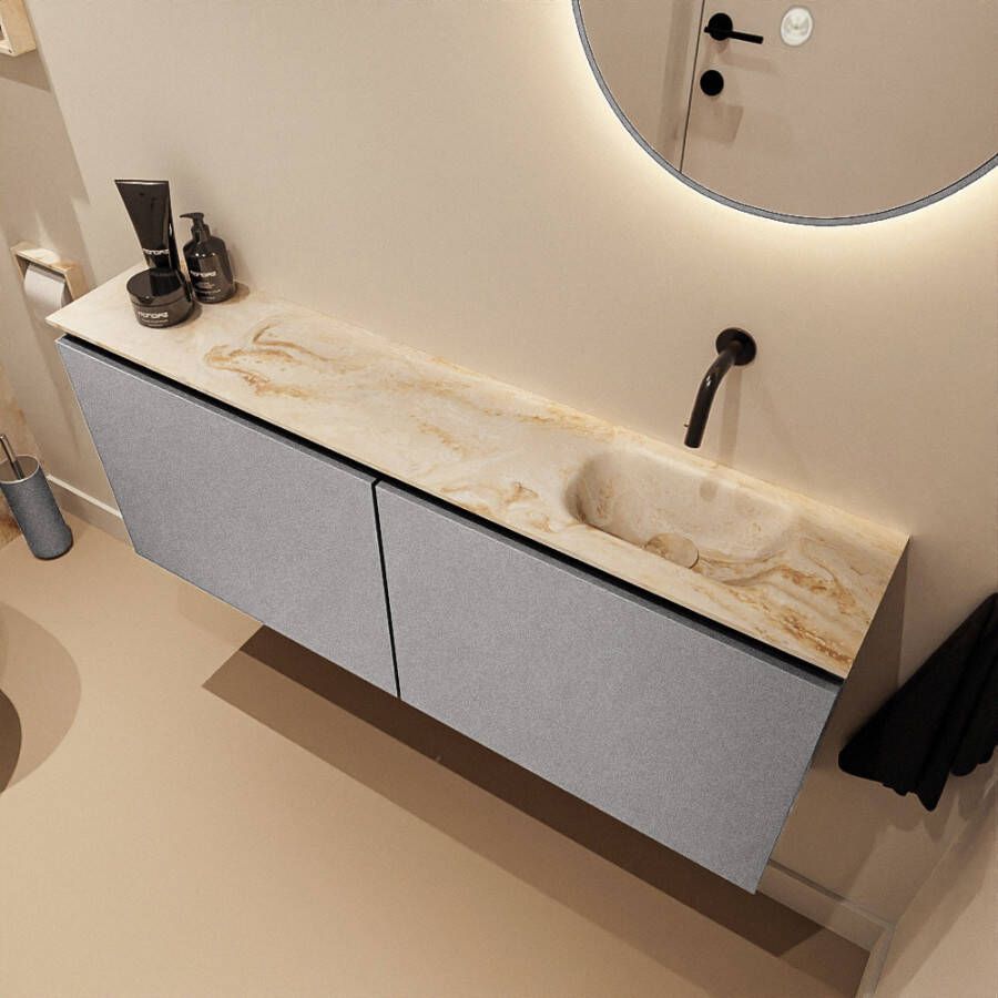 Mondiaz Toiletmeubel Ture Dlux | 120 cm | Meubelkleur Plata | Eden wastafel Frappe Rechts | Zonder kraangat