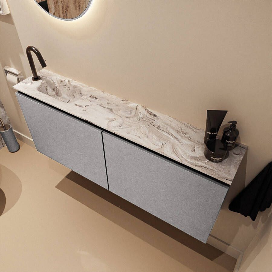 Mondiaz Toiletmeubel Ture Dlux | 120 cm | Meubelkleur Plata | Eden wastafel Glace Links | 1 kraangat
