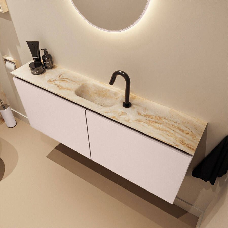 Mondiaz Toiletmeubel Ture Dlux | 120 cm | Meubelkleur Rosee | Eden wastafel Frappe Midden | 1 kraangat